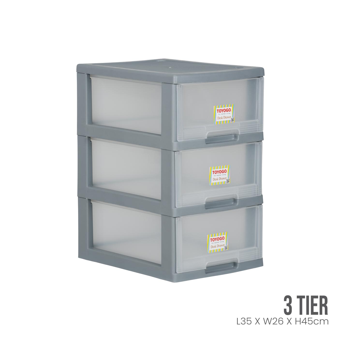 GREY FRAME TRANSLUCENT DRAWER (542-3GF-TPT)