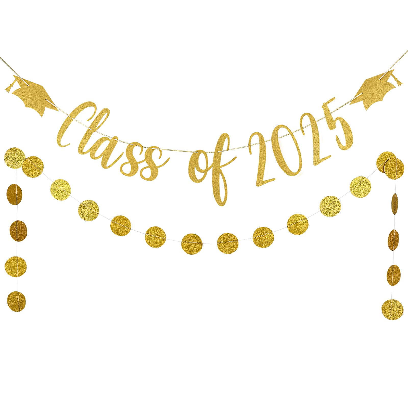 Class of 2025 Graduation Banner - Gold Foil Decorations for 2025 Grad Party | Perfect for High School & College Graduation Celebrations, Photo Backdrops & Wall Decor