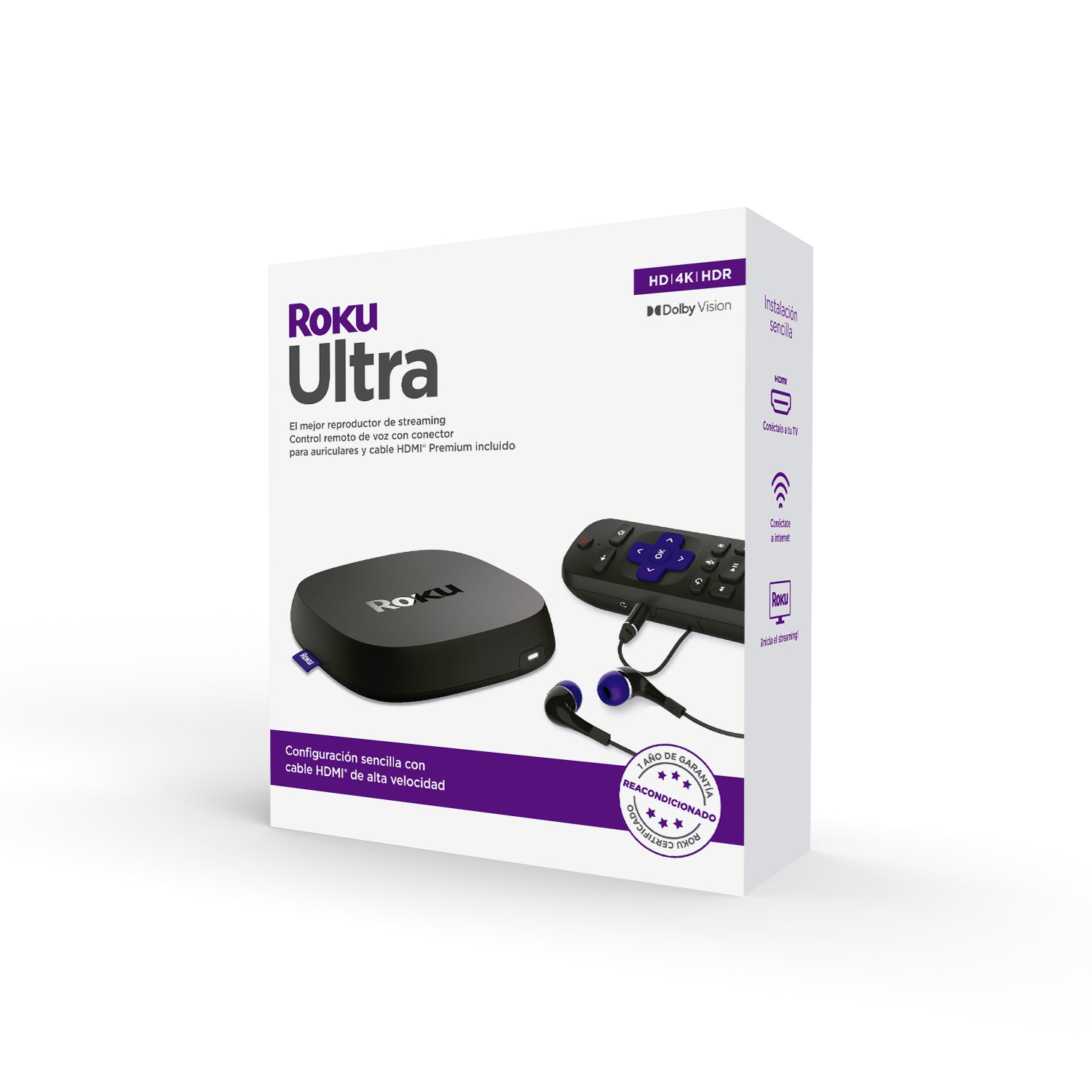 Refurbished Roku Ultra 4K HDR Streaming Media Player with Dolby Vision, Ethernet & Voice Remote - Certified by Roku - Perfect for Home Theater & Smart TV Entertainment