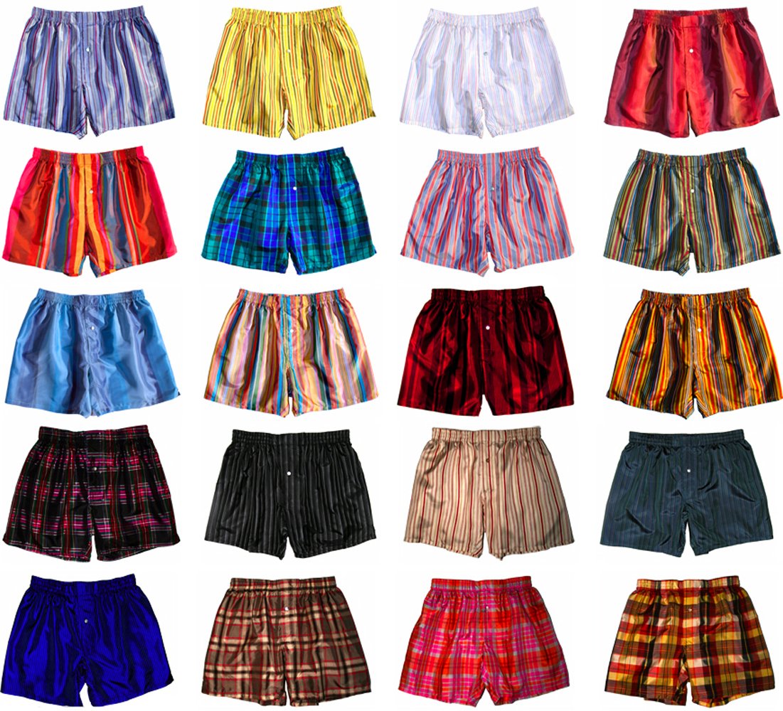 Premium 100% Silk Madras Boxer Shorts for Men - S, M, L, XL, XXL, 3XL Sizes - Breathable & Comfortable Underwear - Perfect for Sleepwear, Lounge Wear & Travel
