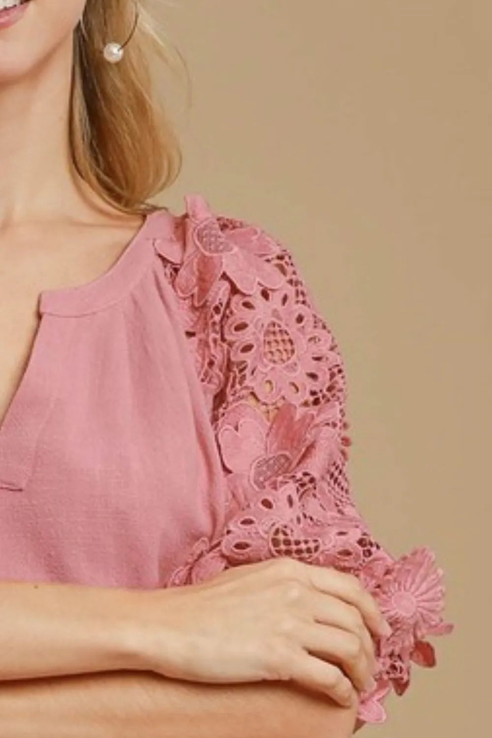 Full Size French Terry Boxy Cut Resort Top with 3D Floral Sleeve - Women's Loose Fit Casual Shirt for Beach Vacation & Summer Outings