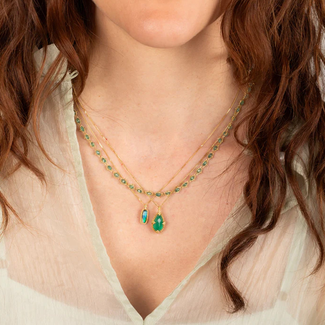 Emerald Green Beaded Woven Necklace for Women - Handmade Bohemian Jewelry - Perfect for Weddings, Parties & Everyday Wear