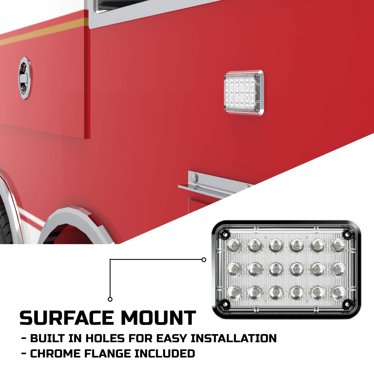 SpeedTech Lights Alpha-Z 6x4 LED Emergency Strobe Light - Clear Lens for Trucks, Emergency Vehicles & Off-Road Use - High Visibility Warning Light for Safety & Hazard Situations