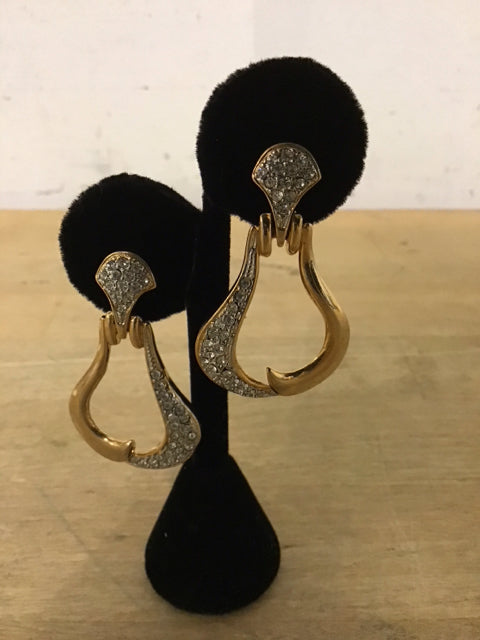 Gold Rhinestone Clip Earrings for Women - Elegant Non-Piercing Ear Cuffs - Perfect for Parties, Weddings & Special Occasions
