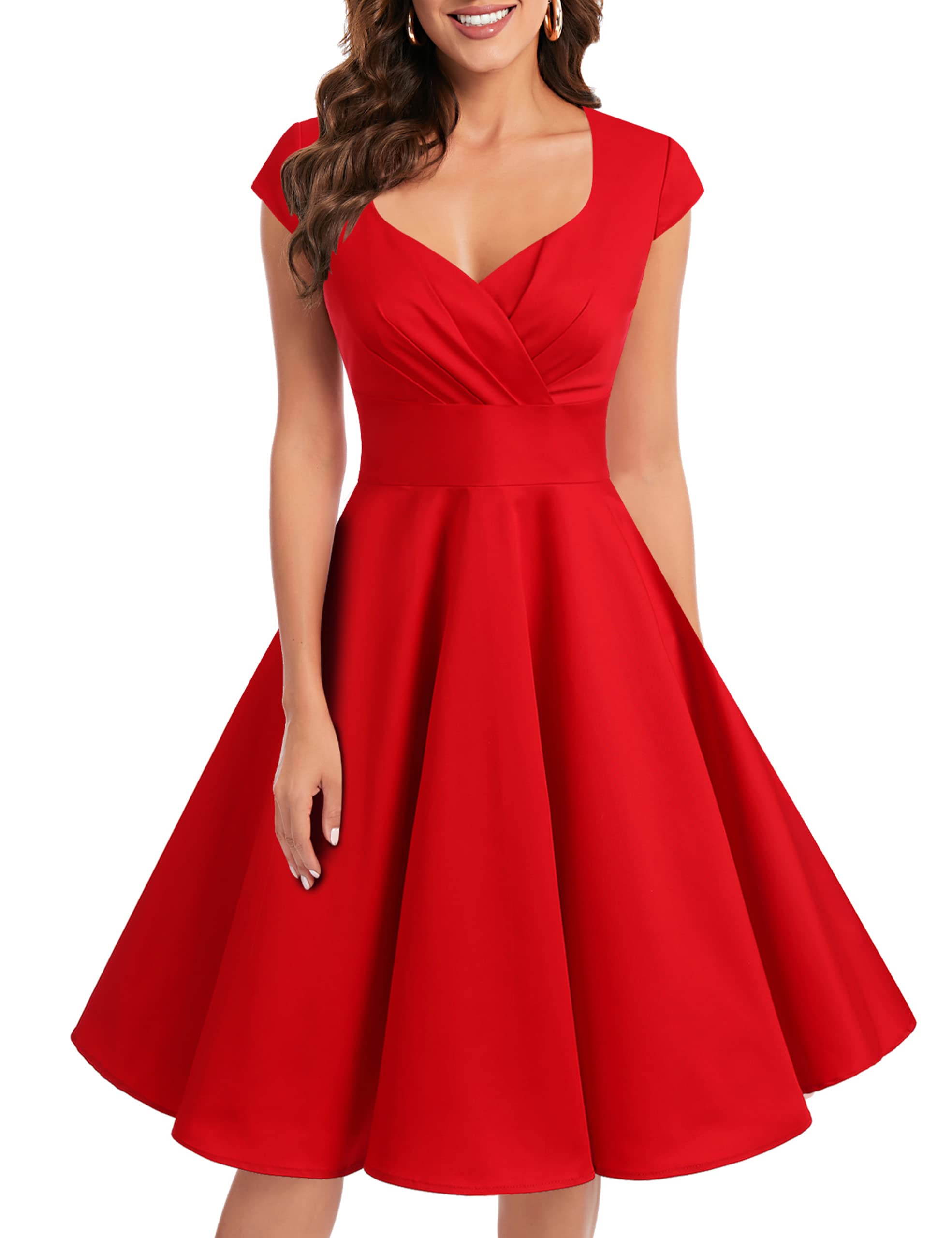 Vintage 1950s Retro Swing Dress for Women - Short Cocktail Party Dress - Perfect for Swing Dancing, Cocktail Parties & Retro-Themed Events