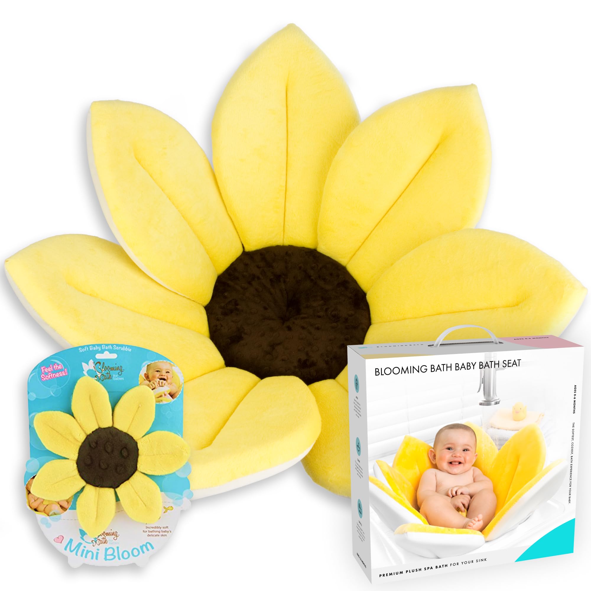 Original Blooming Bath Baby Bathtub Seat - Soft Newborn to Toddler Bath Support (0-6+ Months) - Washable Flower-Shaped Infant Tub with Scrubbie - Essential Baby Bathing Must Haves - Perfect for Safe & Comfortable Bath Time at Home or Travel