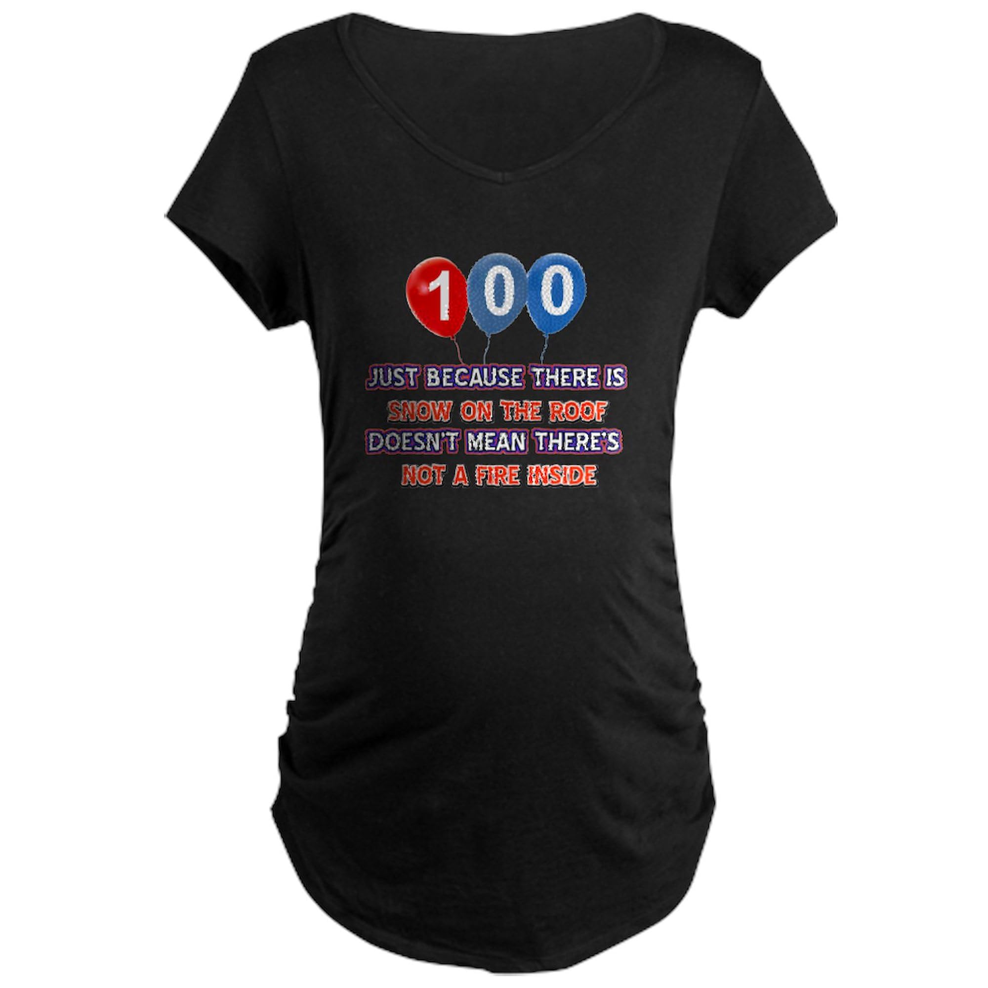 100 Year Old Designs Maternity Dark T-Shirt for Women - Ruched Side Maternity Tee - Perfect for Pregnancy Photos, Baby Showers & Comfortable Everyday Wear