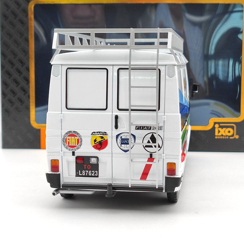 1:18 Scale IXO FIAT 242 1980 Technic Abarth Assistance Diecast Model Car with Roof Rack - Limited Edition Collectible for Car Enthusiasts & Display - Perfect for Showcase, Gift Giving, and Racing Memorabilia Collections