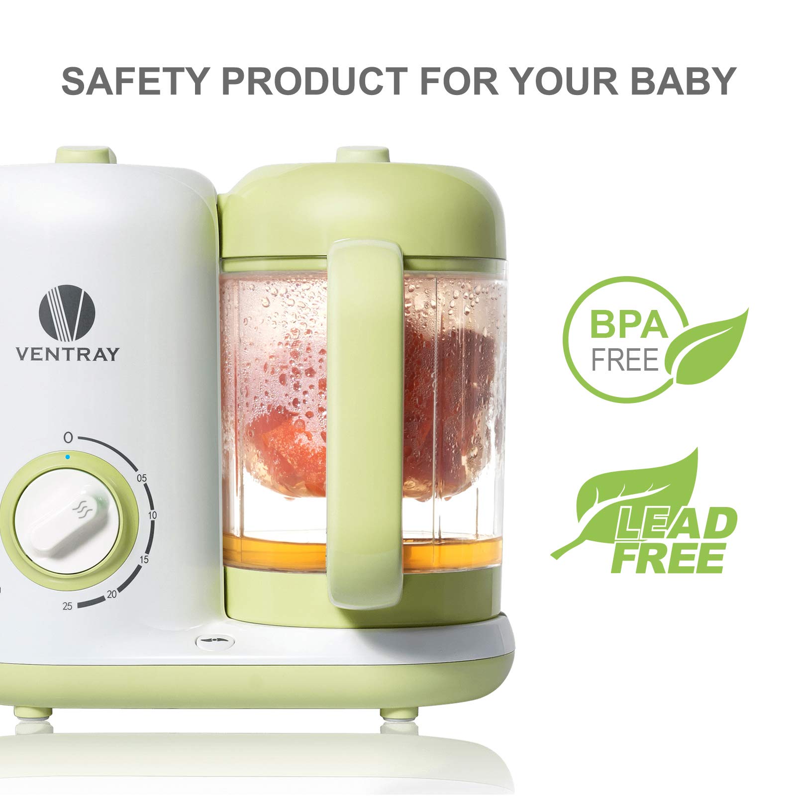 Ventray All-in-One Baby Food Maker - Steamer, Blender, Cooker & Warmer for Homemade Purees | BPA-Free, Easy Clean Auto Cooking System | Perfect for Toddler Meals & Healthy Baby Food Prep at Home | Green