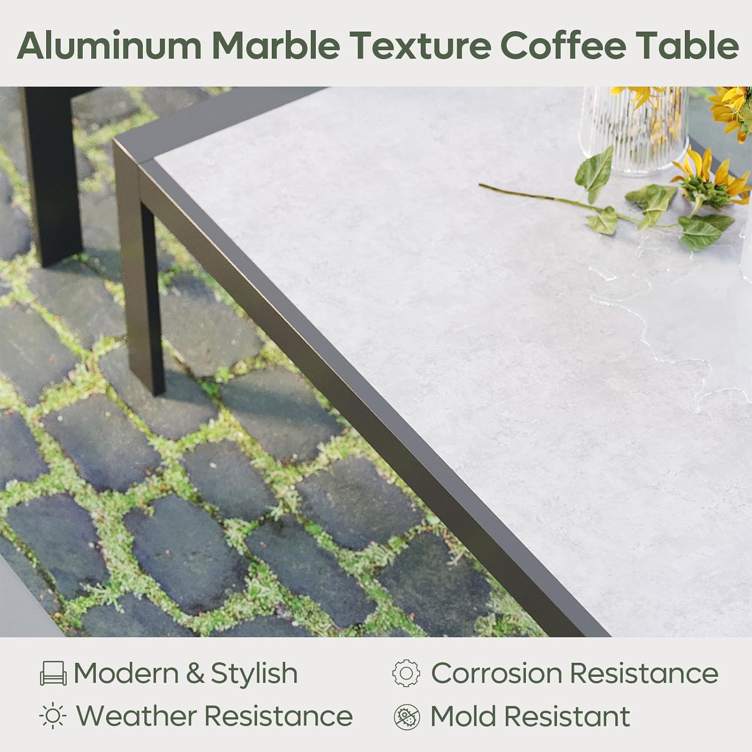Bestier LED Aluminum Outdoor Side Table Set with Waterproof Olefin Bag - Perfect for Backyard, Balcony, Garden & Poolside Relaxation