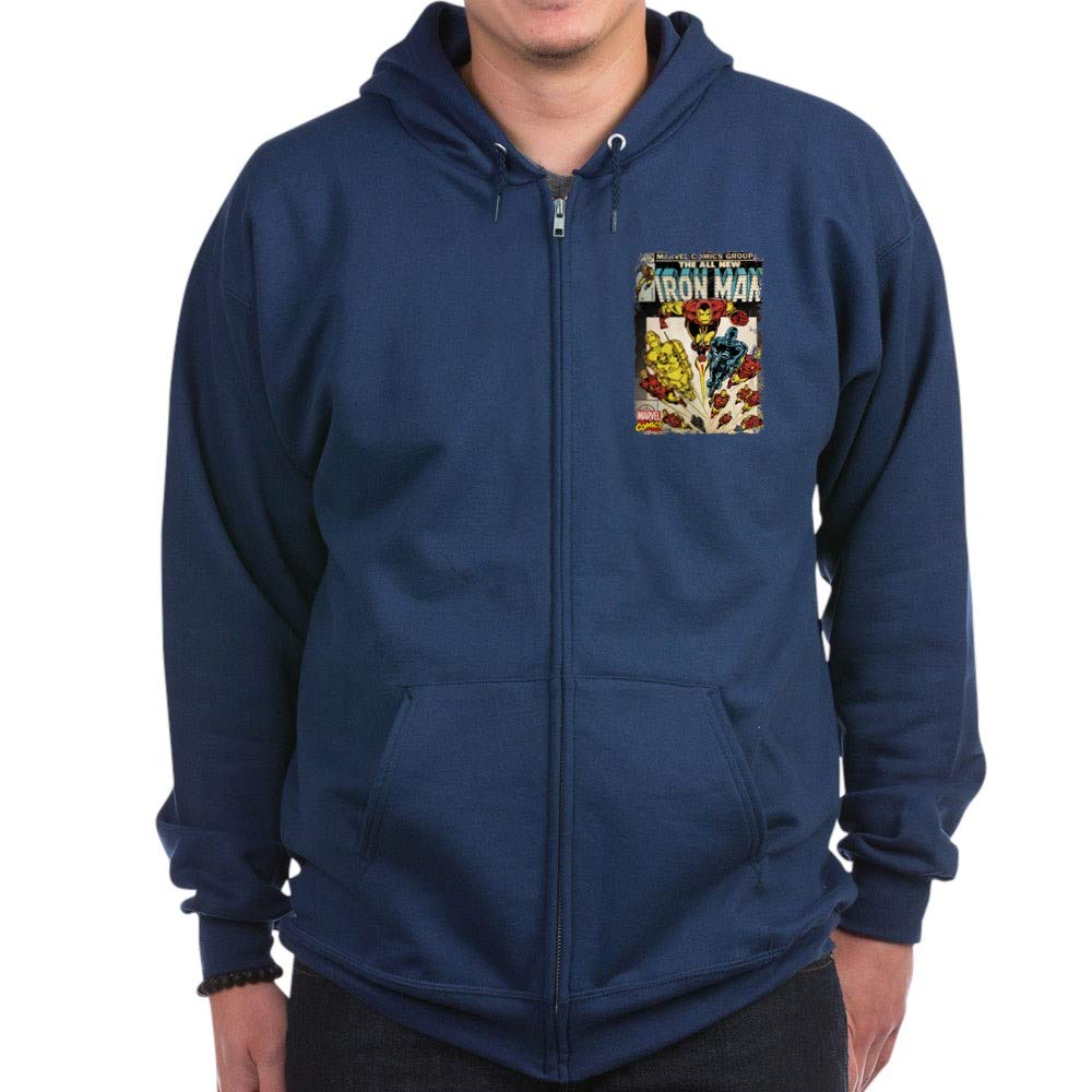 Iron Man Zip Hoodie for Men - Dark Color Marvel Superhero Pullover | Perfect for Cosplay, Comic Con & Casual Wear
