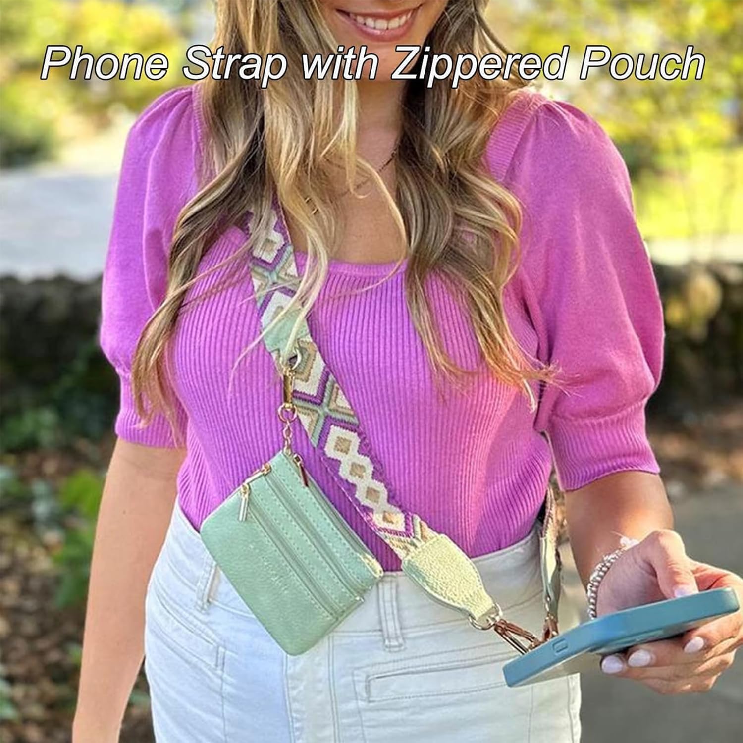 Zixuan Adjustable Crossbody Phone Strap with Zippered Pouch & Clip - Perfect for Hands-Free Convenience During Travel, Shopping, and Outdoor Activities