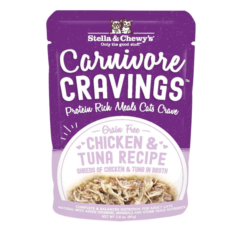 Stella & Chewy's Carnivore Cravings Chicken & Tuna Recipe Wet Cat Food 2.8oz - Grain-Free, High-Protein Cat Food for Indoor & Outdoor Cats - Perfect for Mealtime or Treats