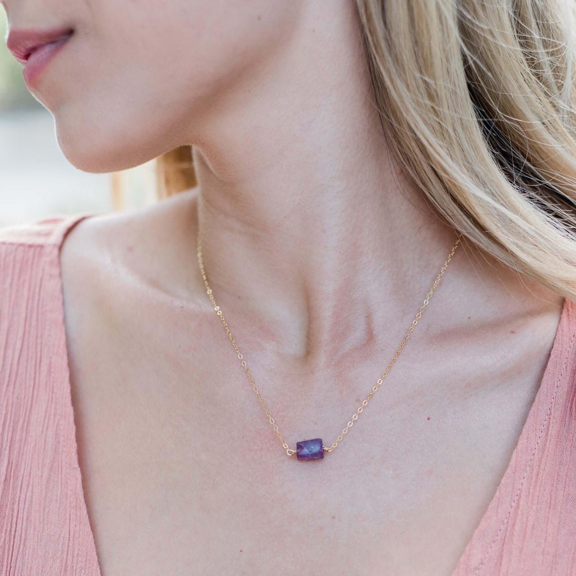 Natural Tiny Raw Amethyst Crystal Nugget Necklace - Healing Stone Jewelry for Women, Spiritual Gift, Chakra Balancing | Perfect for Meditation, Yoga & Energy Work