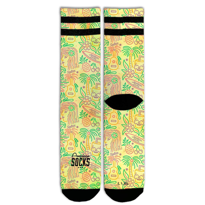 American Socks Signature Tropical Vibe Mid High - Comfortable Cotton Crew Socks for Men & Women - Perfect for Casual Wear, Sports & Outdoor Activities