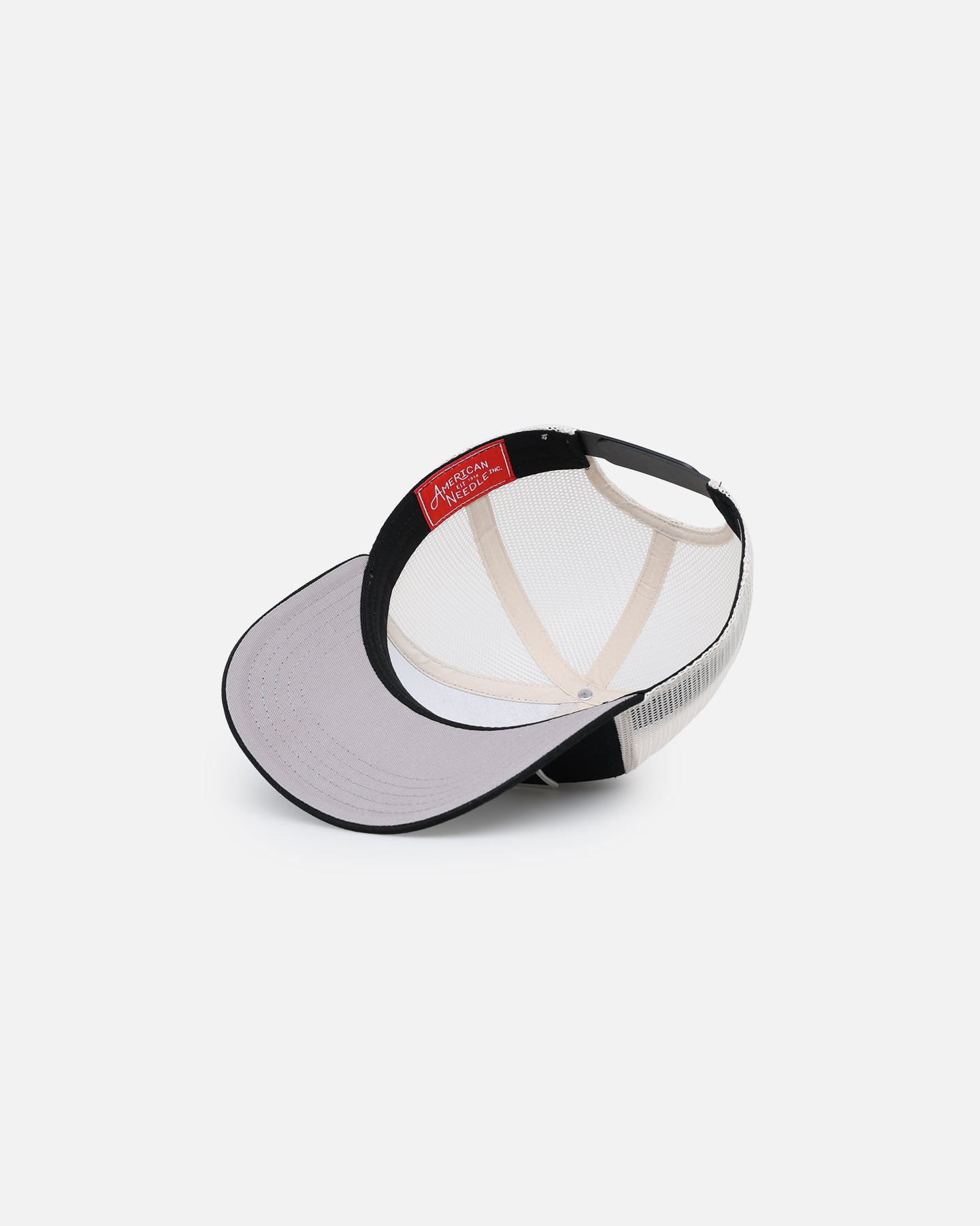American Needle Twill Valin Patch Trucker Snapback Hat - Ivory/Black Vintage Style for Casual Wear & Street Fashion