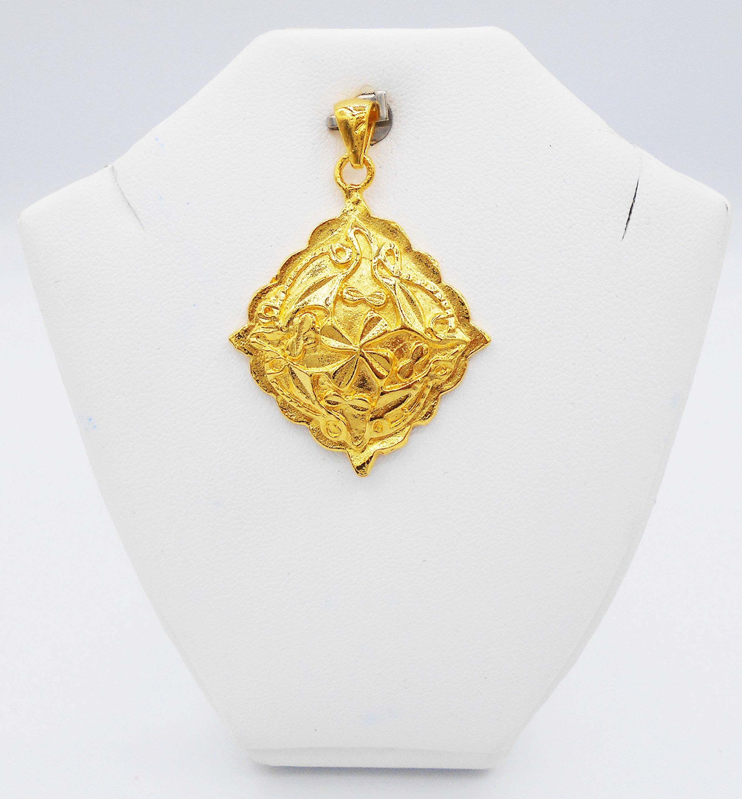 Vintage Style 18K 22K 24K Thai Baht Yellow Gold Plated Pendant Necklace for Women | Authentic Thai Costume Jewelry | Perfect for Parties, Weddings & Special Occasions