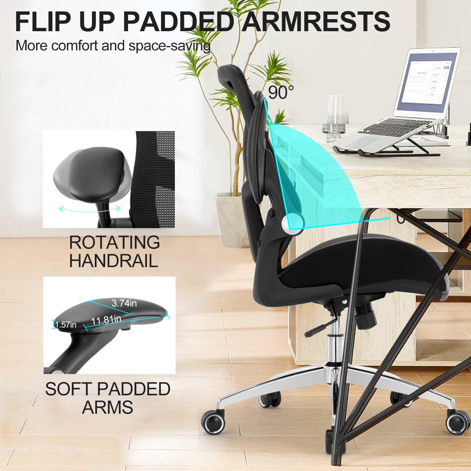 Big and Tall Office Chair for Heavy People - 400lbs Weight Capacity, Ergonomic Desk Chair with Wide 3D Foam Seat & Mesh Back, Lumbar Support Executive Task Chair - Perfect for Home Office, Gaming, and Long Work Sessions - Black