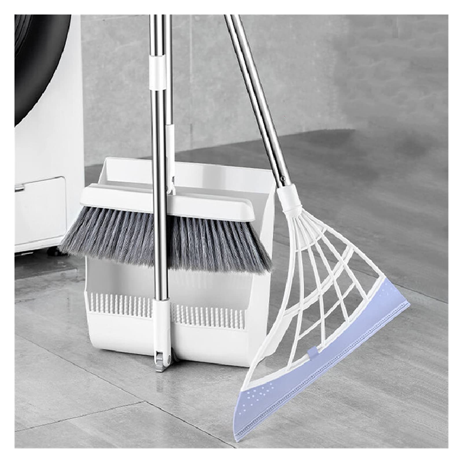 Song Zhi Store Broom and Dustpan Set - Foldable Floor Cleaner with Toilet Brush & Shovel for Bathroom, Kitchen, Home - Sweeps Water, Garbage & Hair - Ideal for Tile, Hardwood & Laminate Floors (Red)