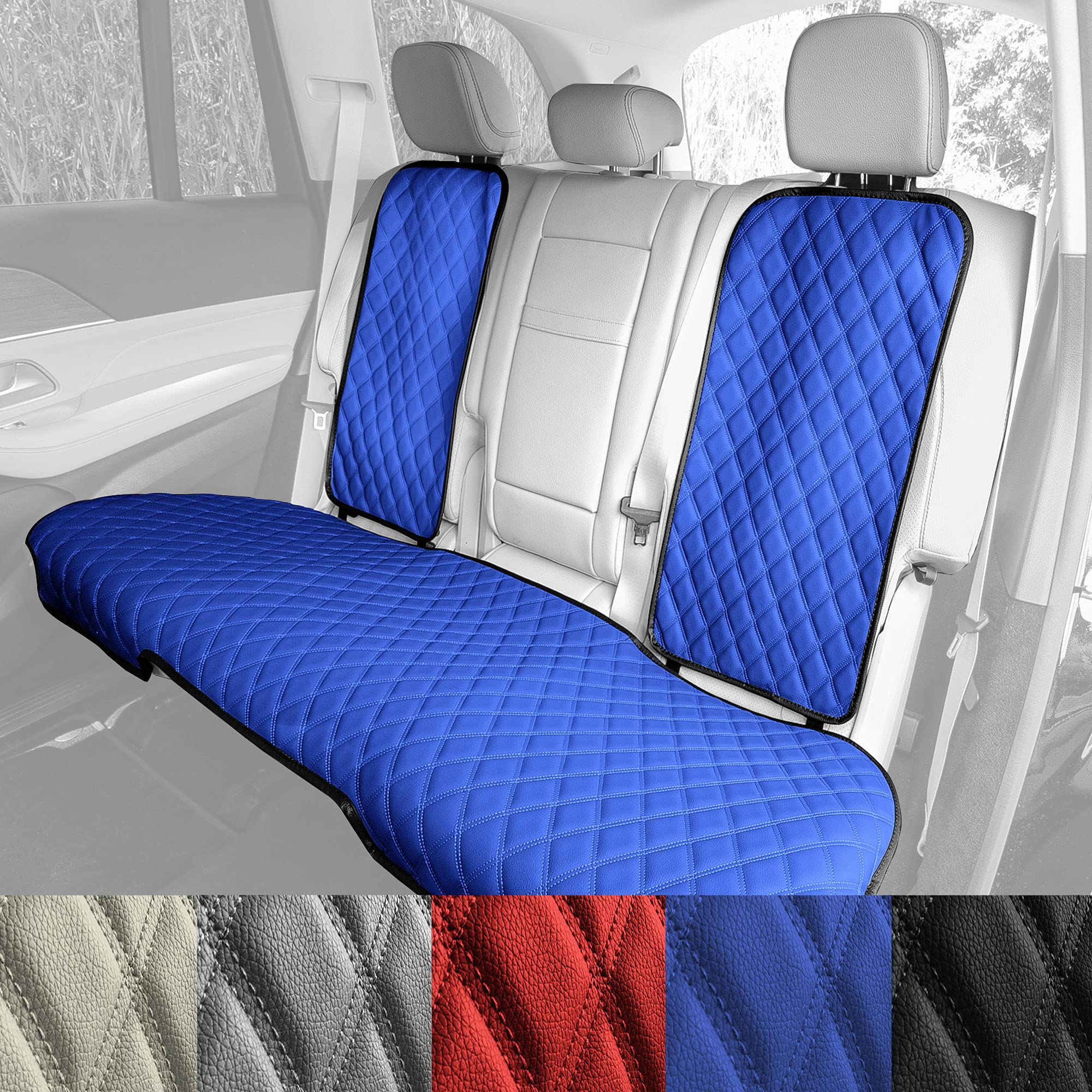 Premium FH Group Black Faux Leather Car Seat Cushion - Universal Fit Rear Seat Cover with Non-Slip Silicone Backing for SUV, Sedan, Van - Comfort & Support for Long Drives, Road Trips & Daily Commutes