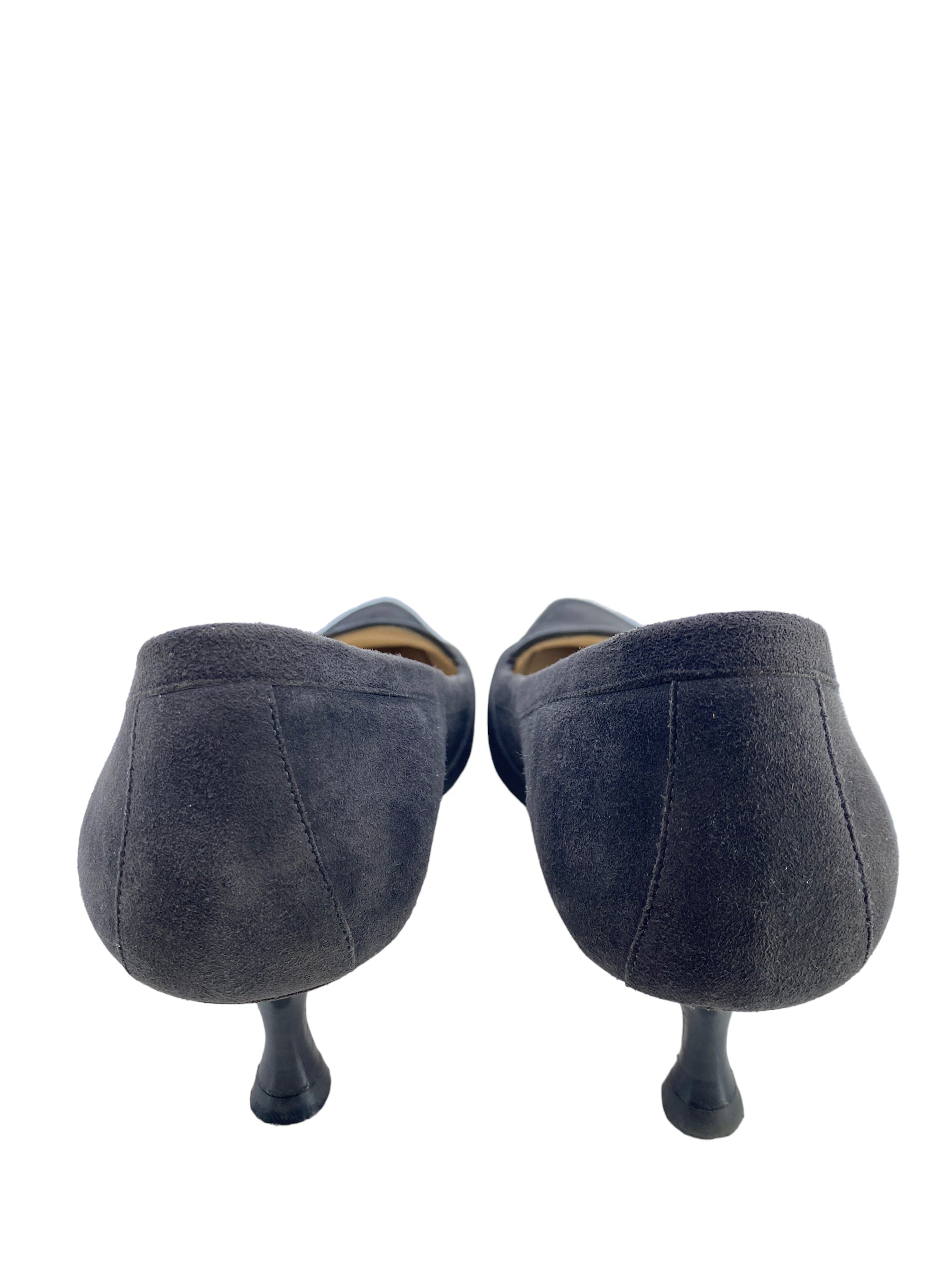 Manolo Blahnik Grey Suede Heels Women's Size 38 | Elegant Pointed Toe Pumps for Weddings, Parties & Office Wear