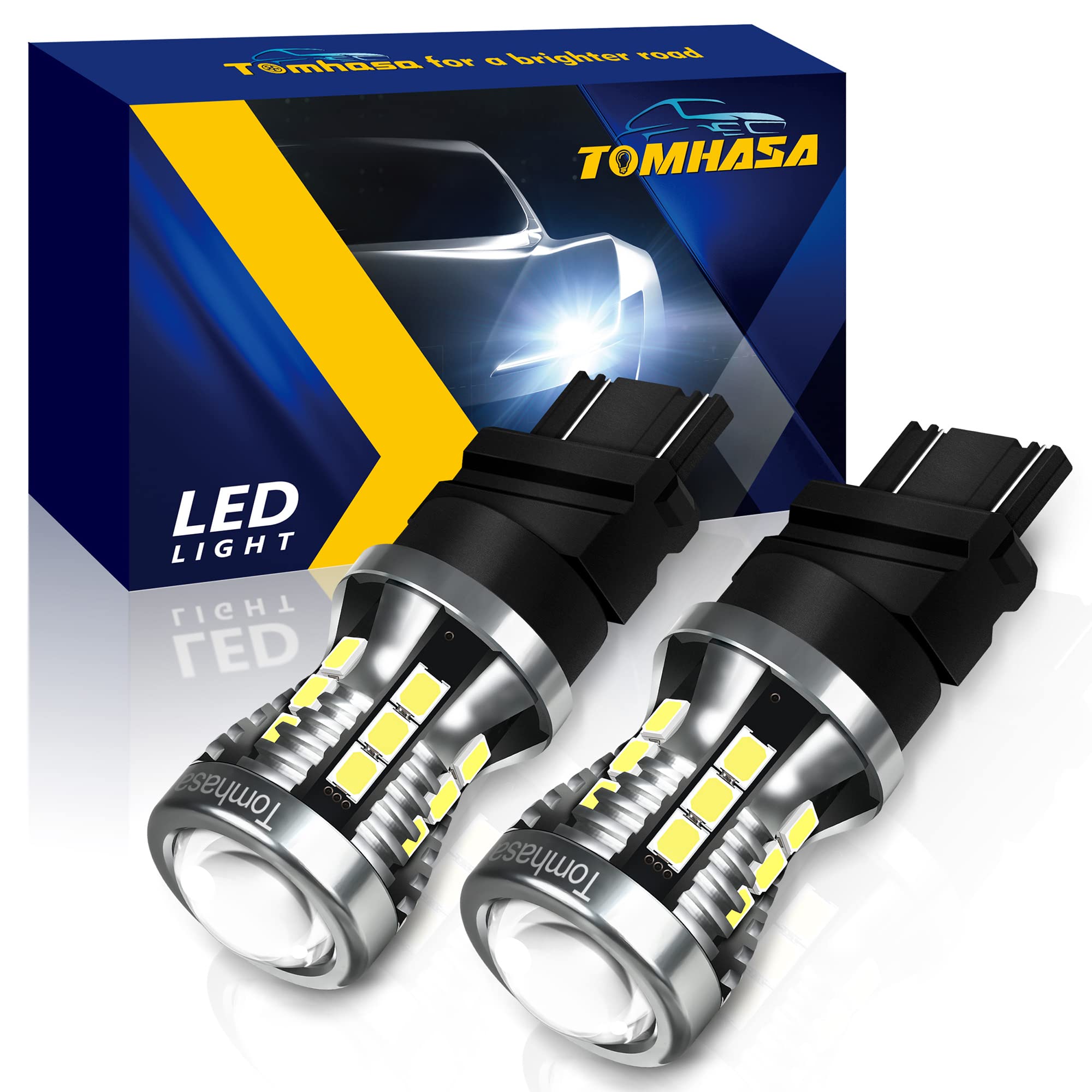 3157 LED Bulbs - 6000K Bright White Backup Reverse Light Bulbs, Compatible with 3056 3156 3057 4157 - Perfect for Car Reverse Lights, Turn Signals & Brake Lights (Pack of 2) - Enhance Night Driving Safety & Vehicle Visibility
