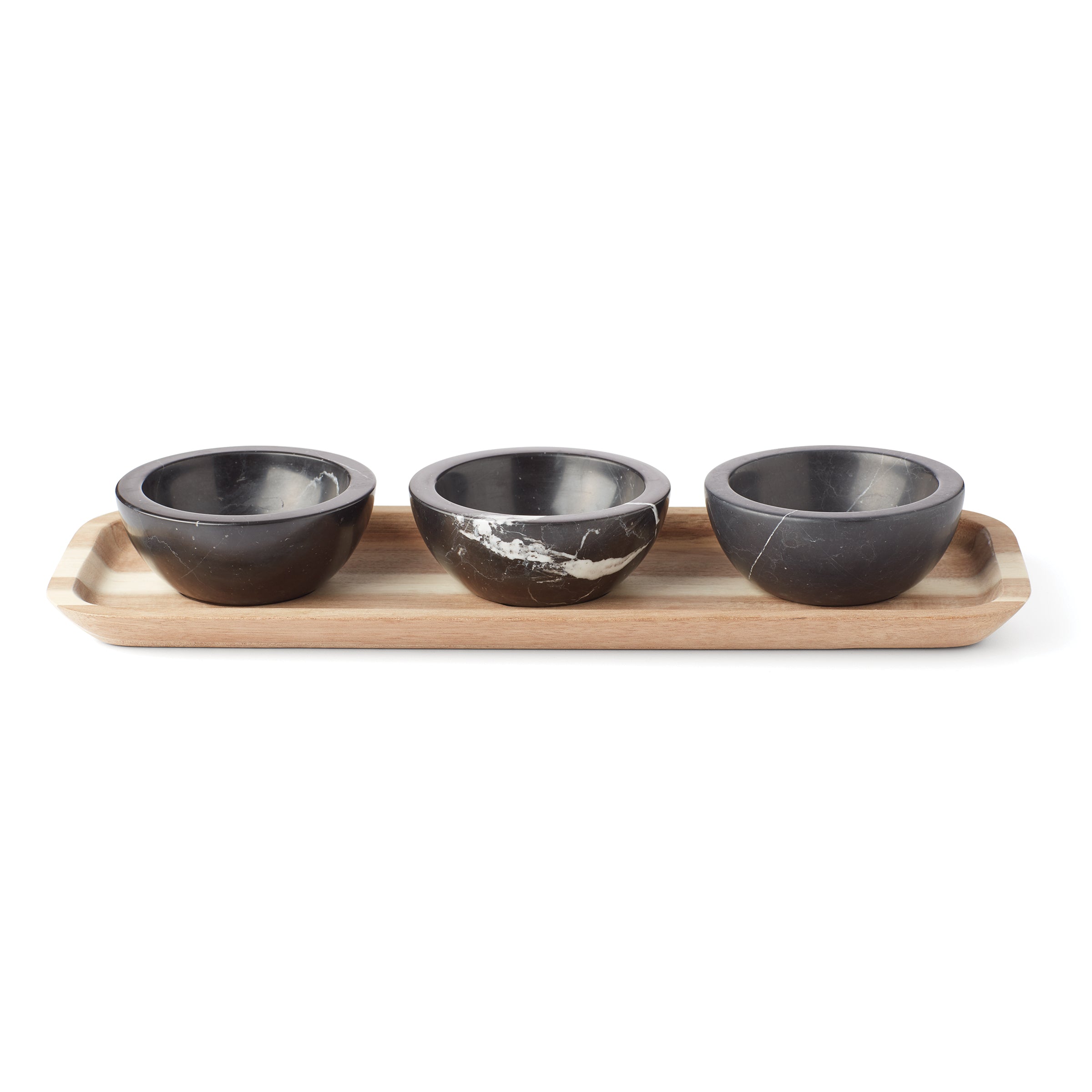 LX Collective Serving Tray with 3 Removable Dip Bowls - Perfect for Entertaining, Charcuterie Boards & Party Snacks