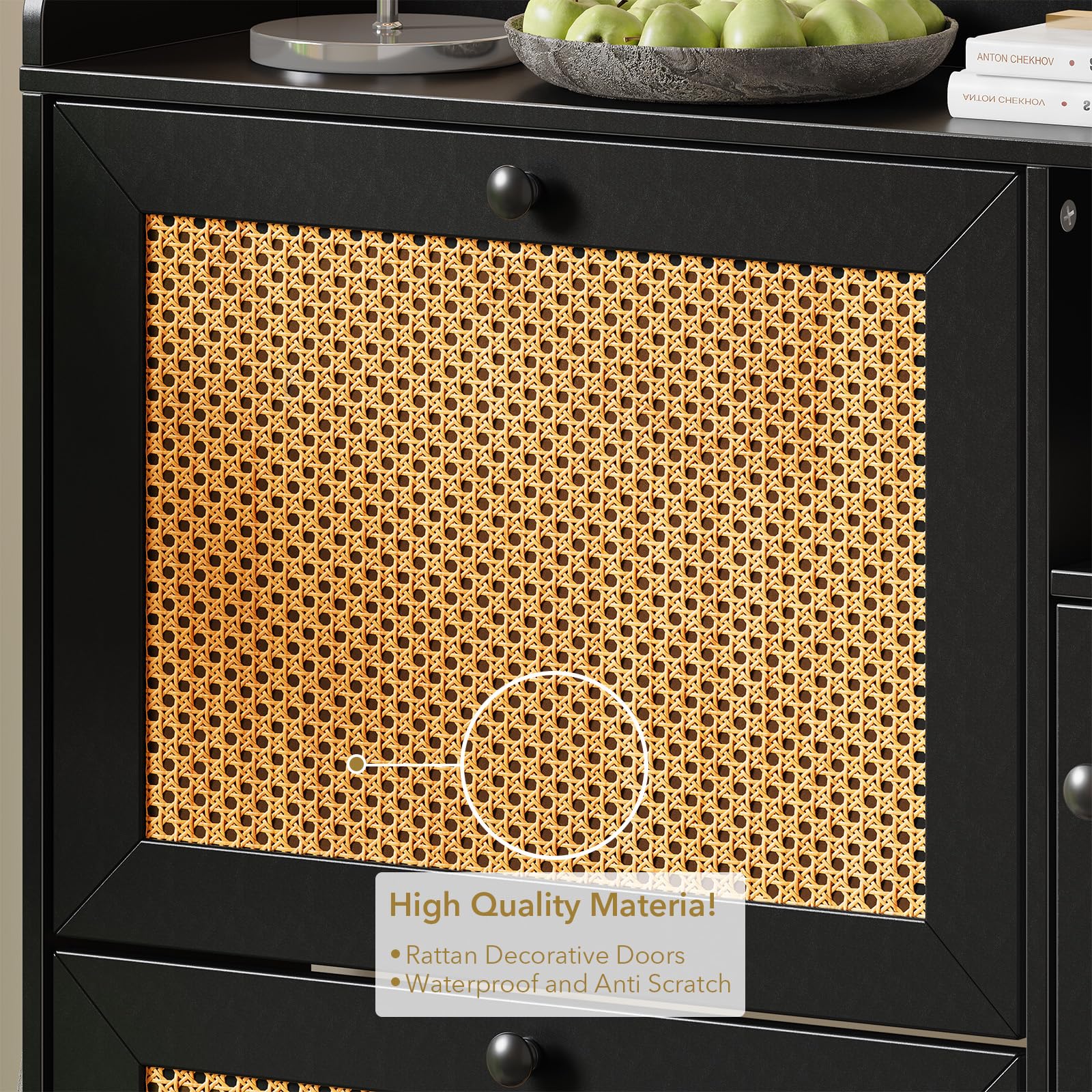 GAOMON 3-Tier Flip Drawer Shoe Storage Cabinet - Rattan Freestanding Shoe Organizer with Adjustable Shelves & Metal Knob for Entryway, Hallway, Closet - Space Saving Narrow Shoe Rack for Small Spaces - Easy Assembly (Black) - Perfect for Apartments, Dorms & Tight Spaces