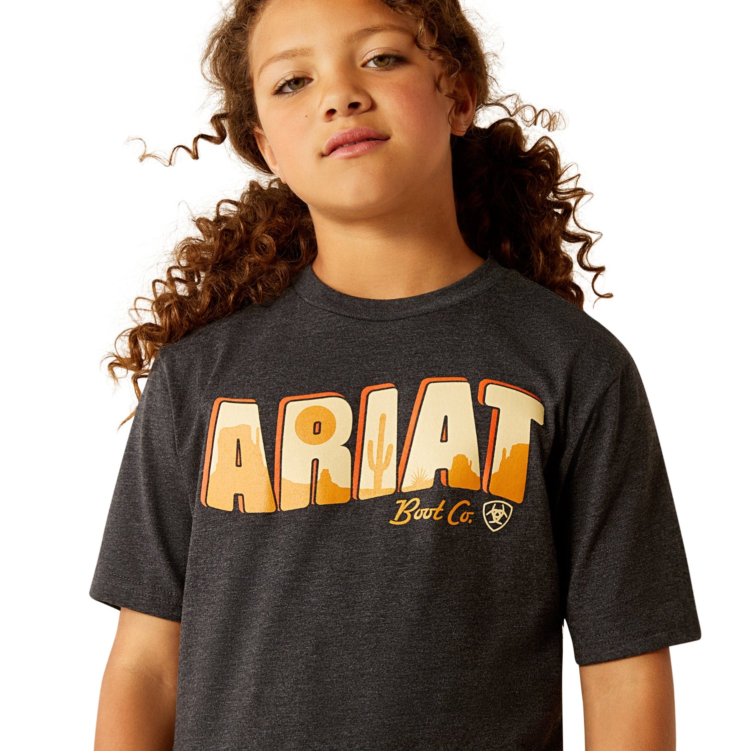 Ariat Girls' Postcard Graphic T-Shirt - Charcoal Heather - Comfortable Casual Tee for Everyday Wear & Outdoor Activities