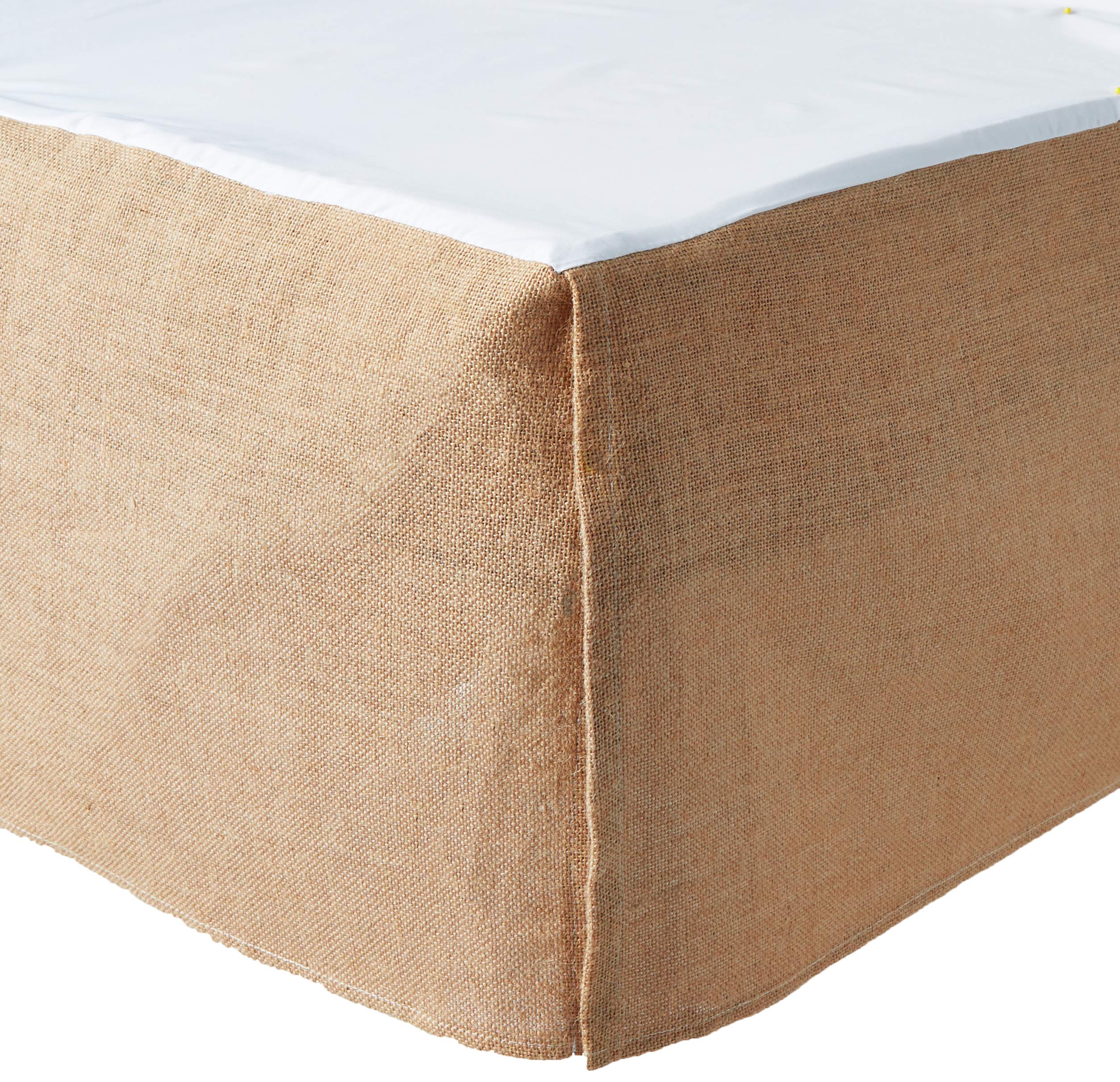 Greenland Home Natural Burlap Bed Skirt for Queen Size Beds - Rustic Farmhouse Style Bedding Accessory for Home Decor & Guest Room Styling