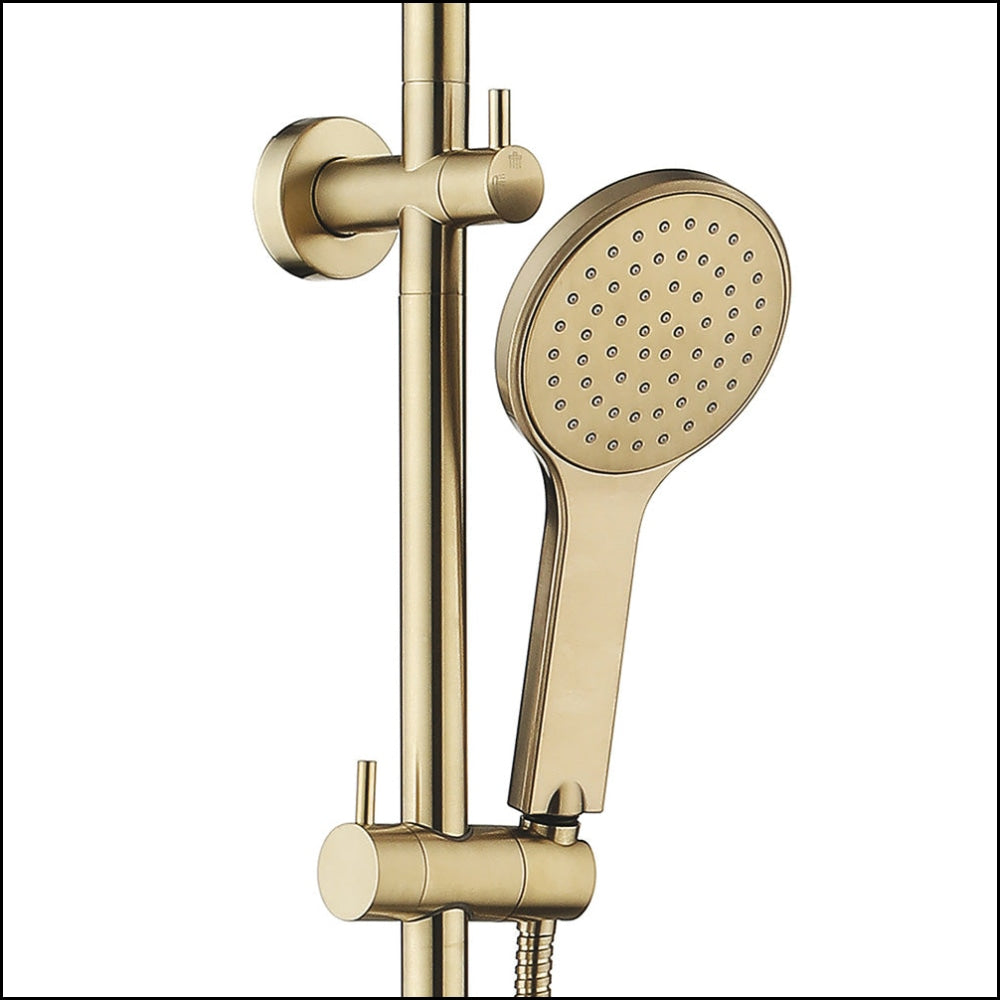 FIENZA Kaya Urban Brass Twin Shower Head - High Pressure Rainfall Shower System with Adjustable Spray Modes for Bathroom and Spa Relaxation
