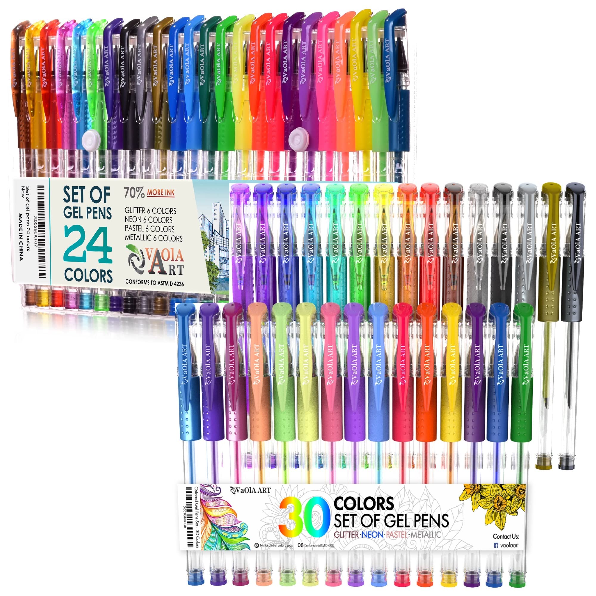 Vibrant Colored Gel Pens Set - 24 & 30 Pack for Bullet Journaling, Note Taking & Art Projects | Smooth Writing, No Bleed, Quick-Dry Ink | Perfect for Students, Office & Creative Work
