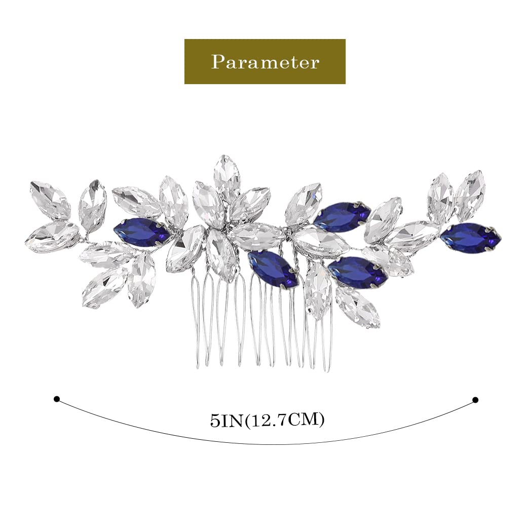 Latious Crystal Wedding Hair Comb - Blue Rhinestone Bridal Hair Clip with Silver Gem Hairpiece for Women & Girls | Perfect for Bridal Showers, Weddings, Prom & Special Occasions