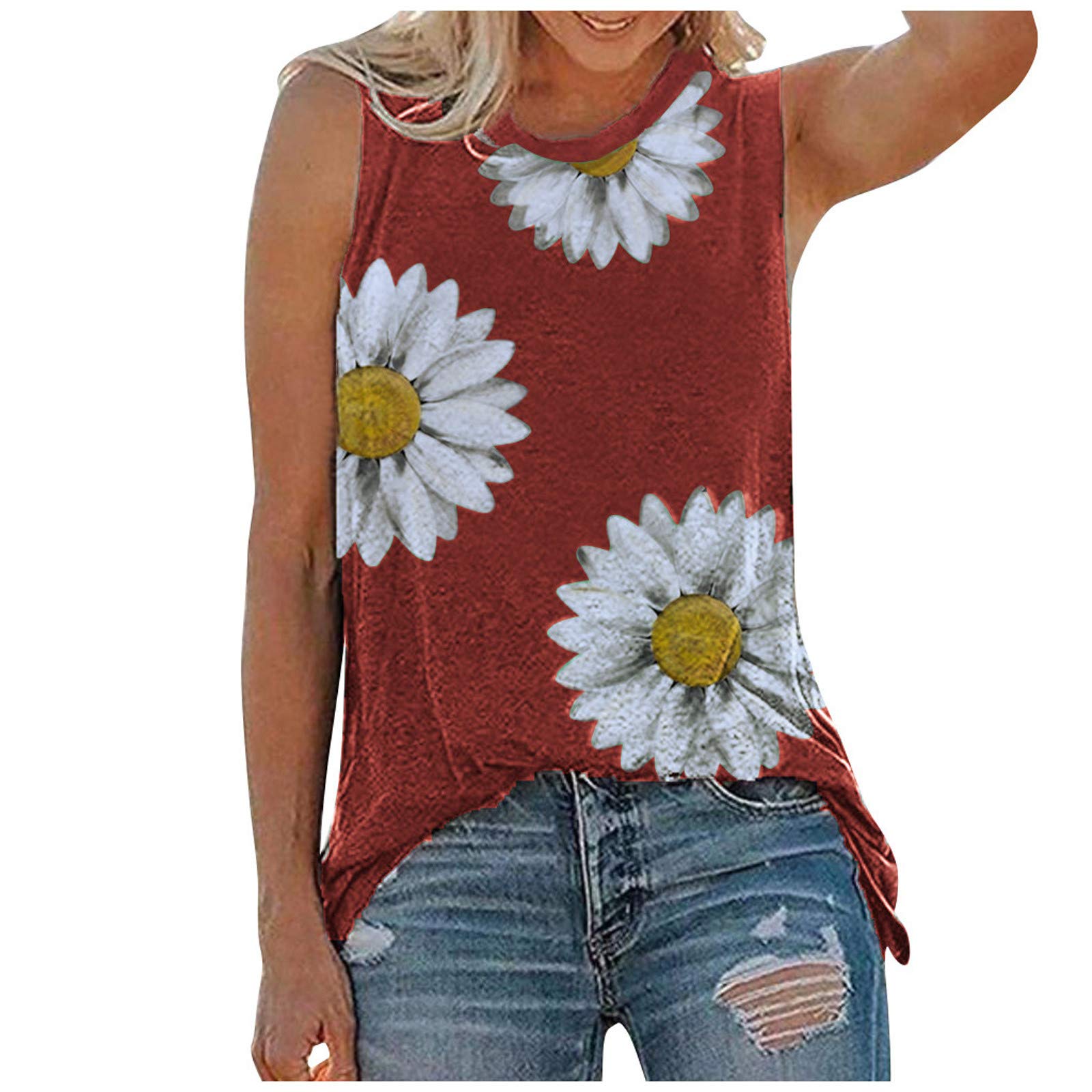 Women's Floral Printed Tank Tops - Casual Summer Sleeveless Tunic Tops for Women, Plus Size & Crop Top Options | Perfect for Beach, Gym, and Everyday Wear