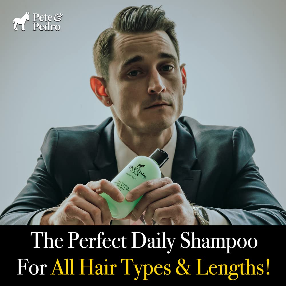 Pete & Pedro CLEAN Shampoo & Cowboy Tobacco Conditioner Set - 8.5 oz Tea Tree & Peppermint Shampoo for Deep Cleansing + Moisturizing Tobacco Scent Conditioner for Healthy Hair | Men's Hair Care Duo for Daily Use & Salon Results at Home