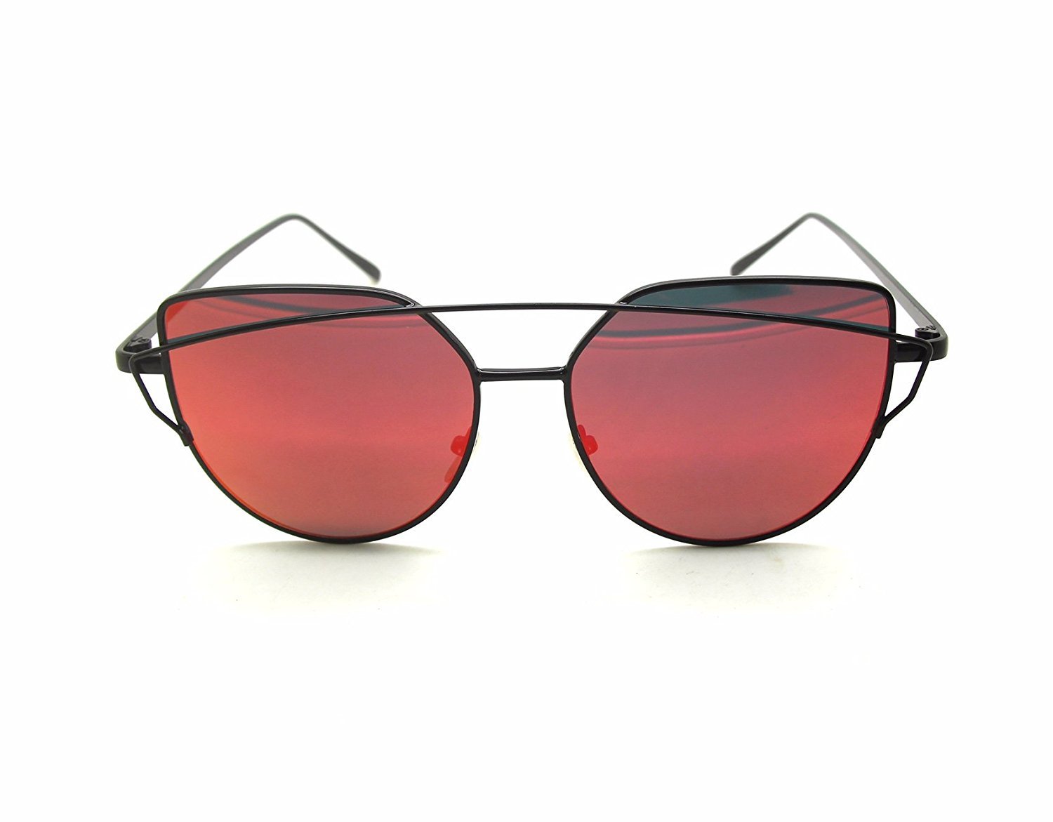 RetroUV® Large Oversized Cat Eye Sunglasses for Women - Flat Mirrored Lens Metal Frame Vintage Fashion Sunglasses - Perfect for Beach, Driving & Outdoor Activities