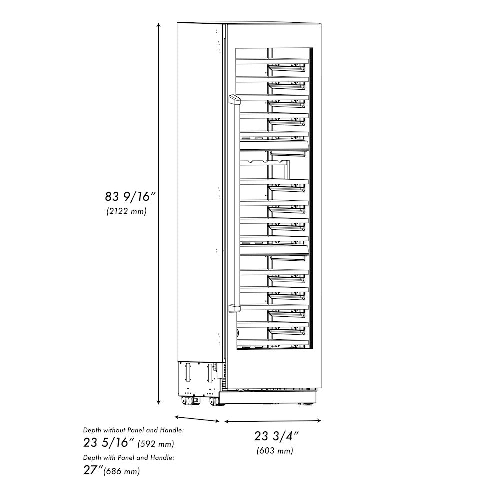 ZLINE Autograph Edition 24 Inch 12.4 Cu Ft Triple Zone 100 Bottle Stainless Steel Wine Cooler with Polished Gold Accents - Perfect for Home Bars, Wine Cellars & Entertaining (RCWVZ 304 24 G)