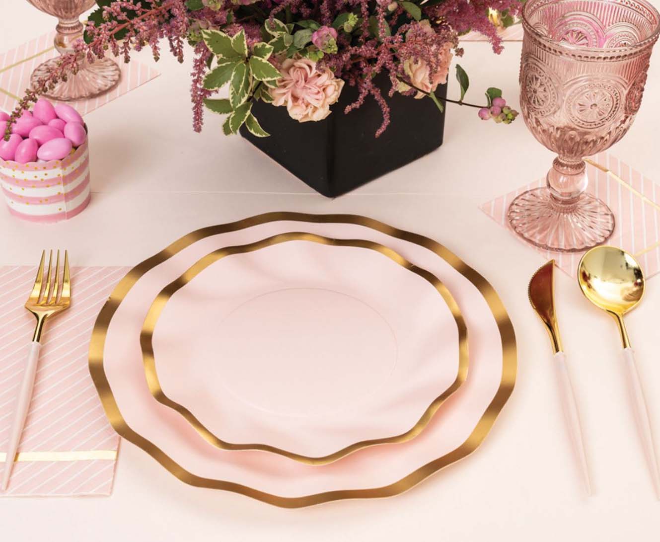 Elegant Blush & Gold Plastic Cutlery Set - 36 Pieces (Service for 12) - Perfect for Weddings, Parties, and Special Events
