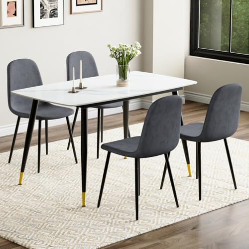 50'' White Table + Dark Grey Chais