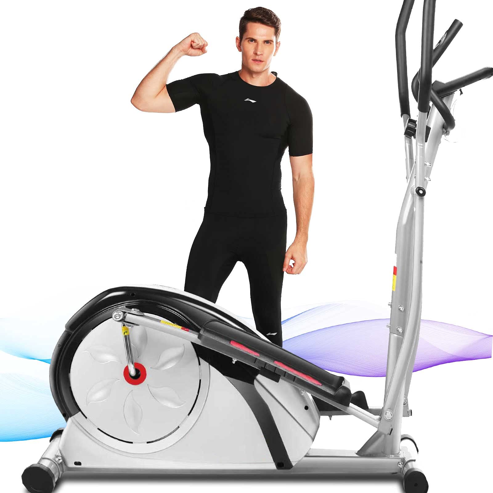 ANCHEER C970 Magnetic Elliptical Trainer - Digital Display & Heart Rate Monitor, 350LBS Weight Capacity - Perfect for Home Gym & Office Workouts | Cardio Exercise Equipment for Full-Body Training