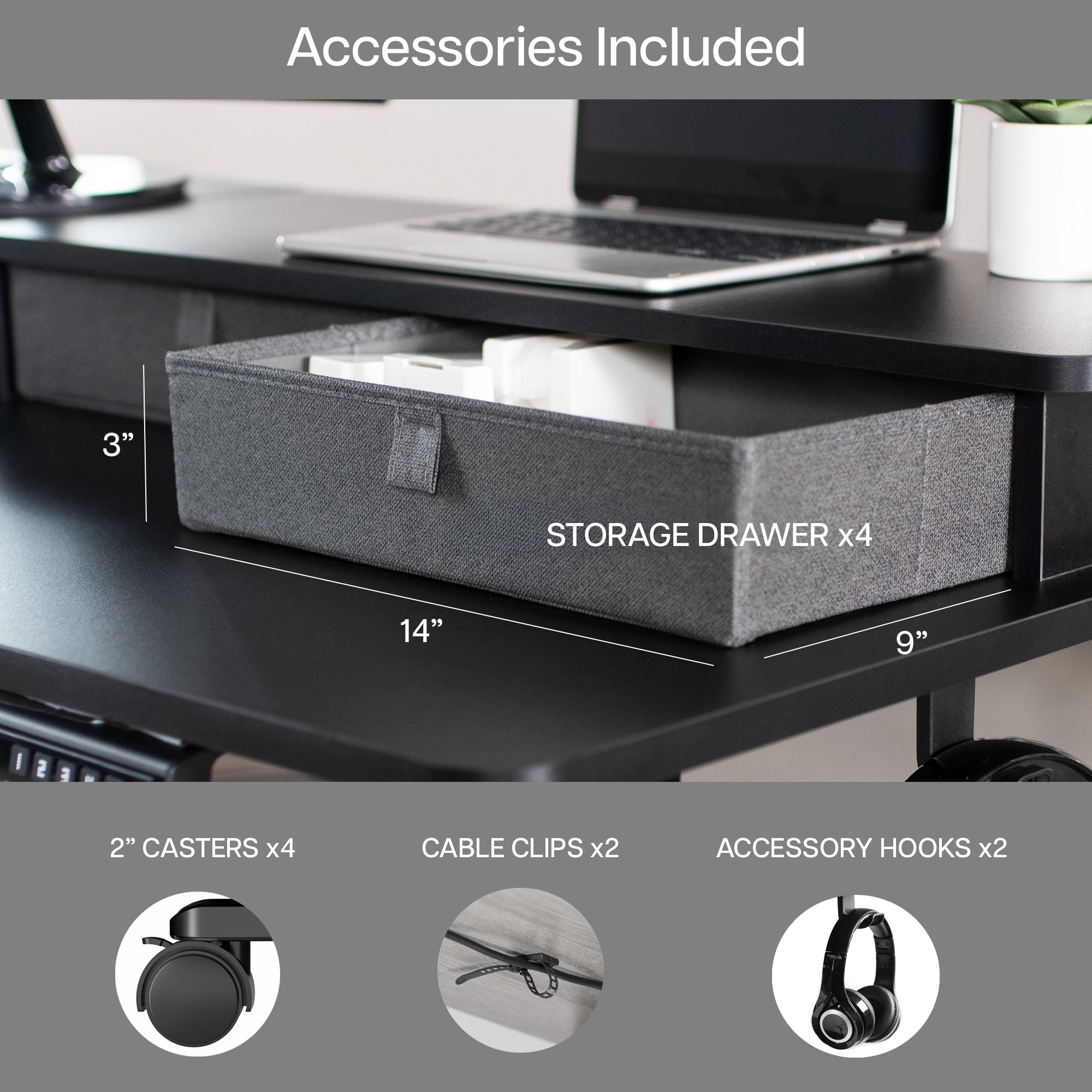 E3CV Series Two Tier Corner Electric Desk with Storage - Adjustable Standing Desk for Home Office, Study & Workspace - Perfect for Small Spaces & Ergonomic Workstations
