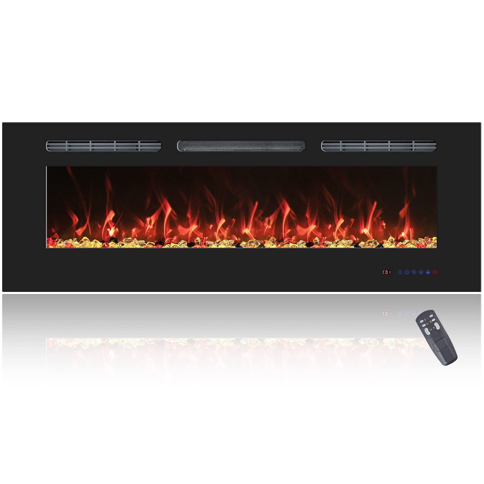 50 Inch Recessed Electric Fireplace Insert - Wall Mounted Fireplace Heater with Remote Control, Timer & 13 Adjustable Flame Settings (750W/1500W) - Perfect for Living Rooms, Bedrooms & Home Decor