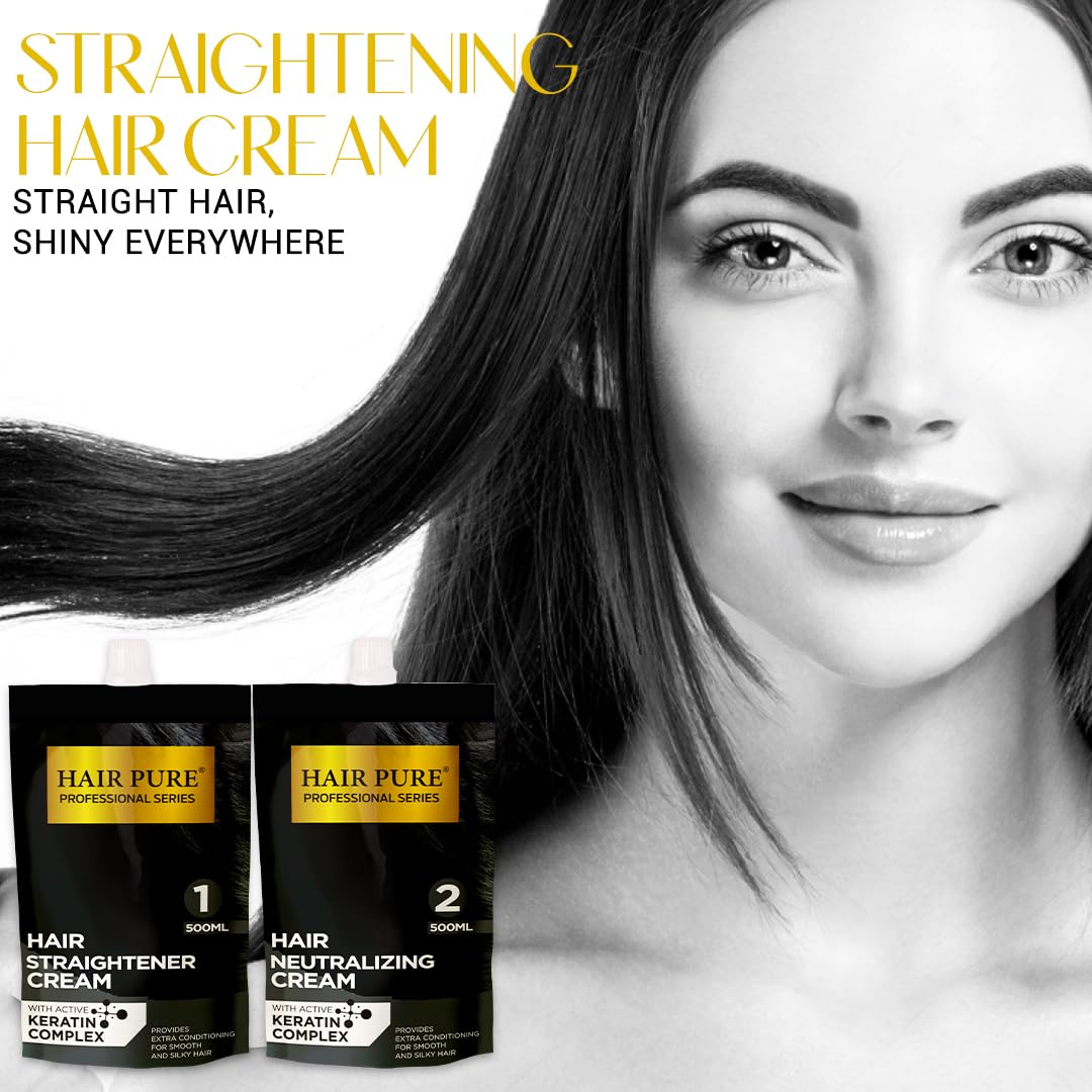 Professional Hair Straightening Cream with Keratin & Argan Oil - Heat Protectant & Frizz Control Treatment for Long-Lasting Silky Smooth Hair (60ml) | At-Home Salon Quality Styling for Women & Men | Perfect for Daily Use, Special Occasions & Travel