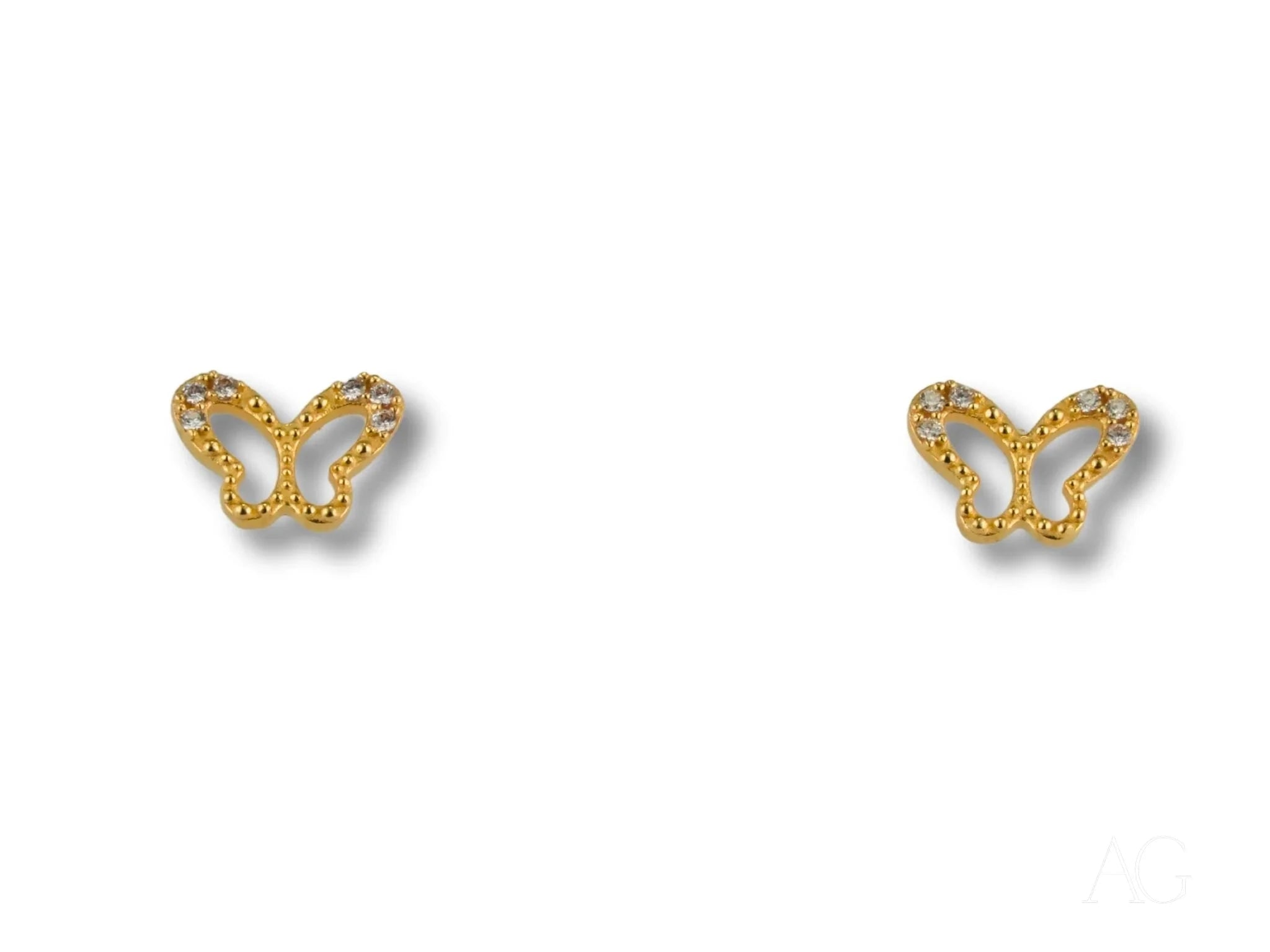 18K Gold CZ Butterfly Stud Earrings for Women - Elegant Cubic Zirconia Butterfly Jewelry - Perfect for Weddings, Parties & Everyday Wear