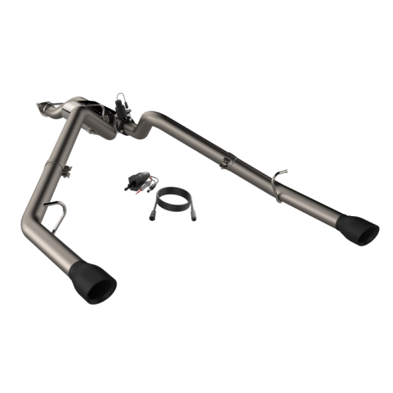 2019-2024 Ram 1500 QTP Screamer Split Rear Exit Cat-Back Exhaust System with Black Tips - Performance Upgrade for Off-Road & Street Driving