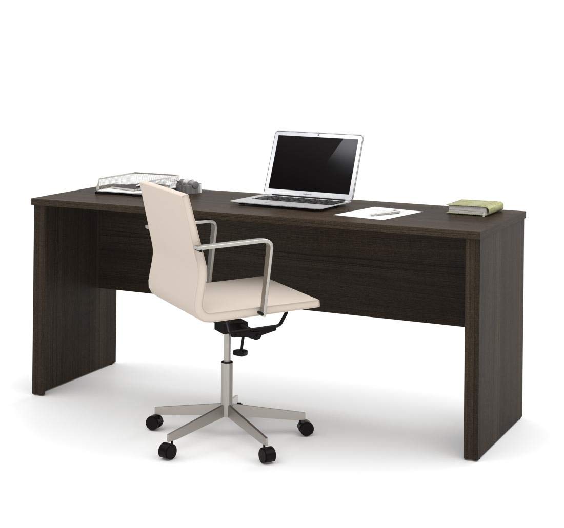 Bestar Embassy 72W Narrow Computer Desk in Dark Chocolate - Compact Home Office Desk for Small Spaces, Perfect for Work from Home & Study