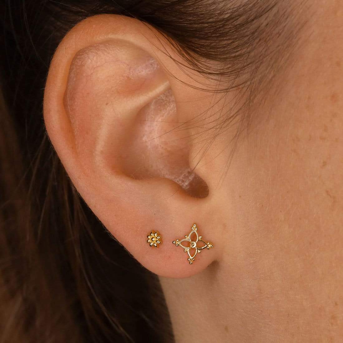 Dainty Moroccan Star Stud Earrings in Gold - Perfect for Boho Chic Style & Everyday Wear
