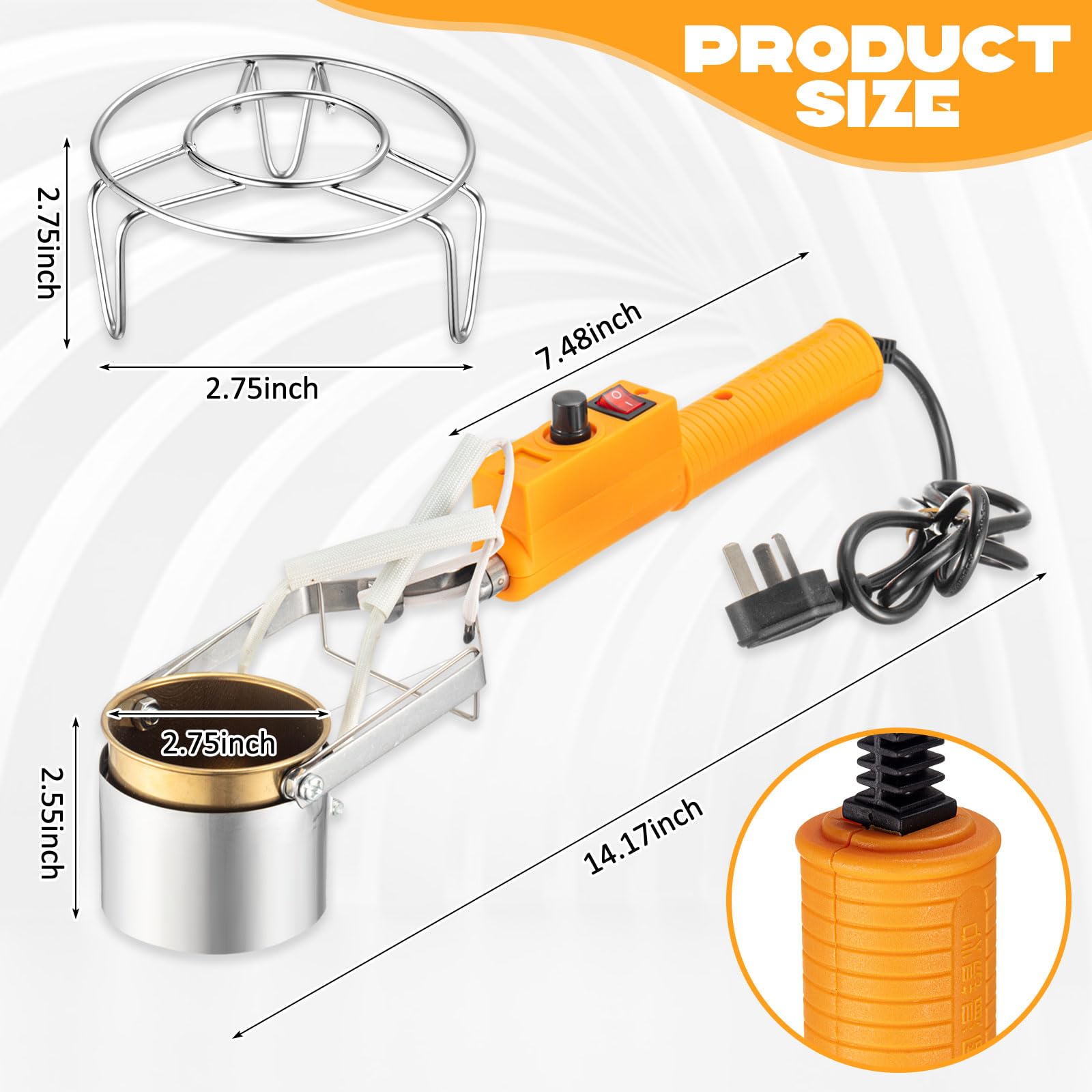 Flutesan Electric Metal Melting Furnace Kit - Portable Melting Pot for DIY Jewelry, Fishing Weights & Casting Molds | Includes Crucible, Gloves & Rack | Perfect for Home Foundry, Metal Crafting & Small Batch Production