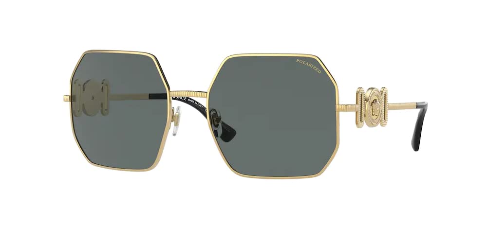Versace VE2248 Hexagonal Sunglasses for Women - Luxury Designer Sunglasses with UV Protection + Free iWear Care Kit Bundle | Perfect for Summer, Beach, Travel & Fashion Accessories