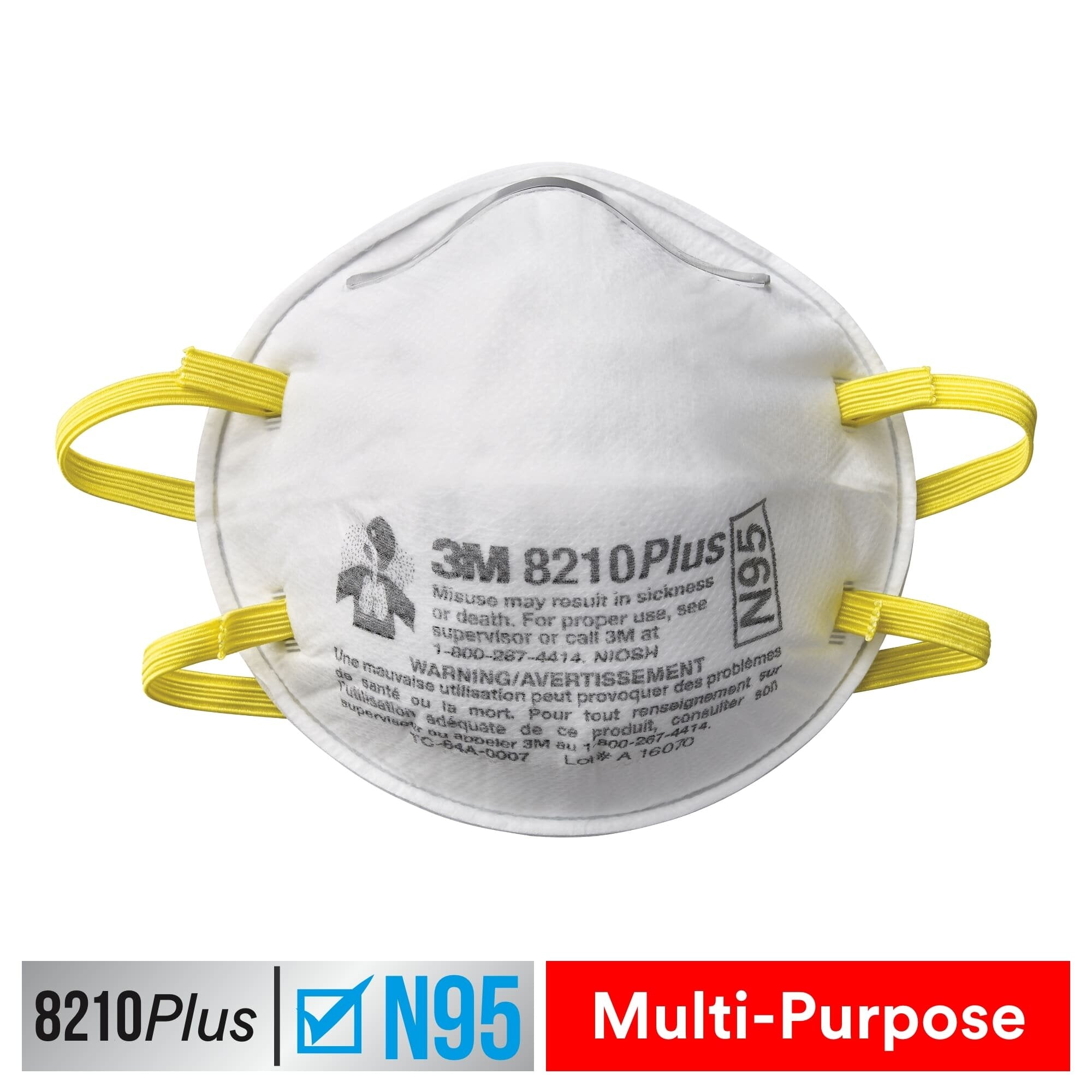 3M 8210 Plus Performance Sanding and Fiberglass Respirator Mask - N95 Dust Mask for Woodworking, Construction & DIY Projects - Comfortable Safety Mask for Sanding, Painting & Fiberglass Work
